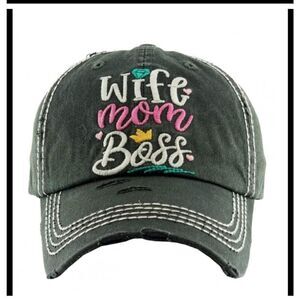 VINTAGE LOOK DISTRESSED WIFE MOM‎ BOSS BASEBALL CAP